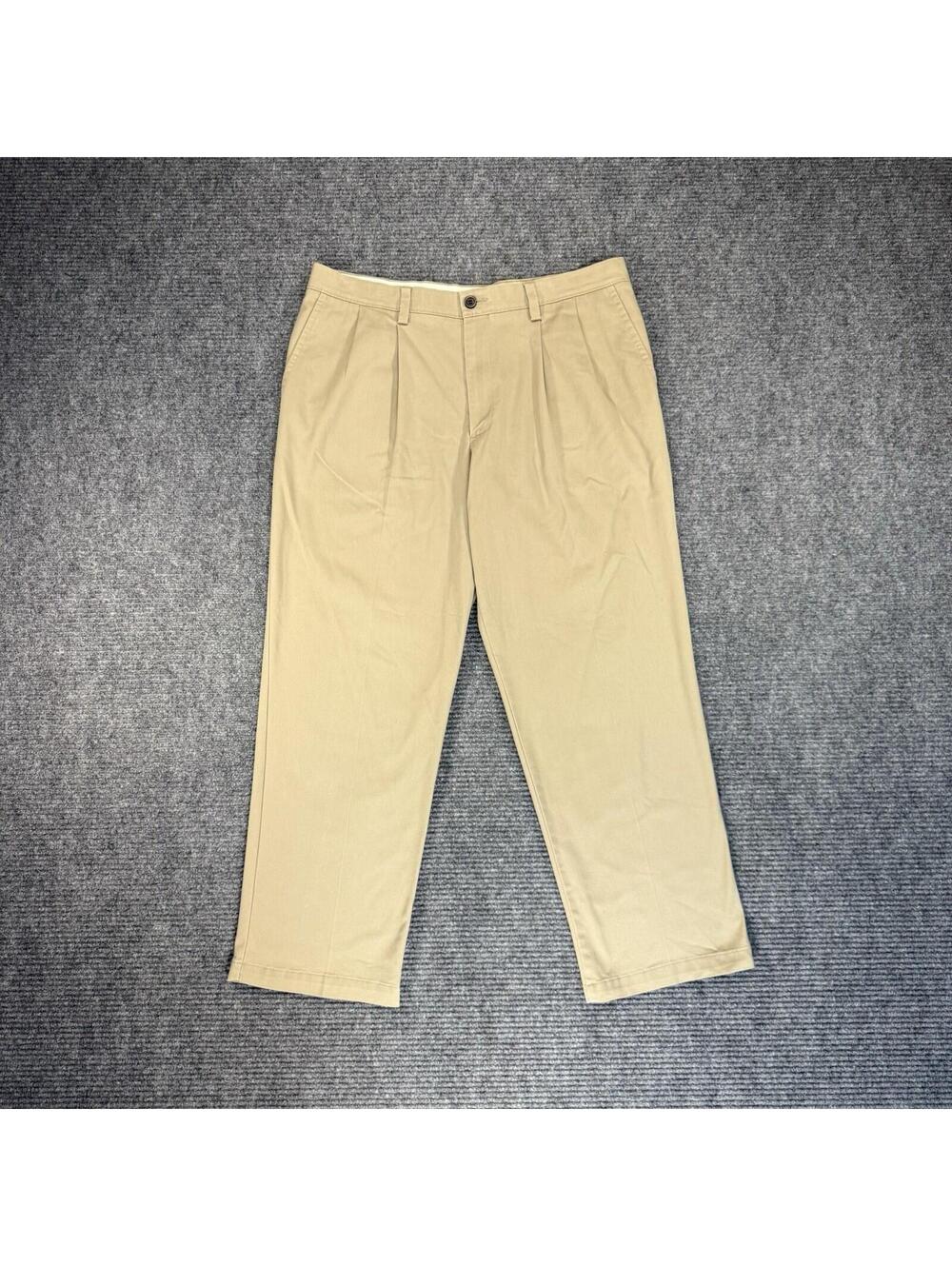 Dockers Pleated Pants Mens 36x30 Tan Khaki Classic Fit Cotton EUC